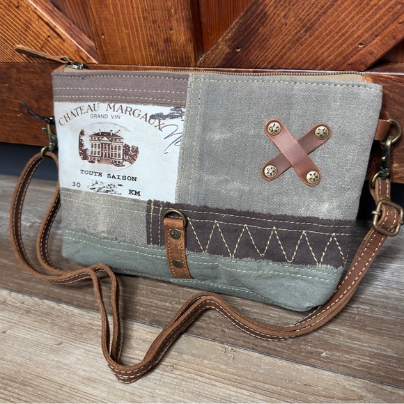 Myra Bag Pathway small crossbody purse bag upcycled canvas - Picture 2 of 7